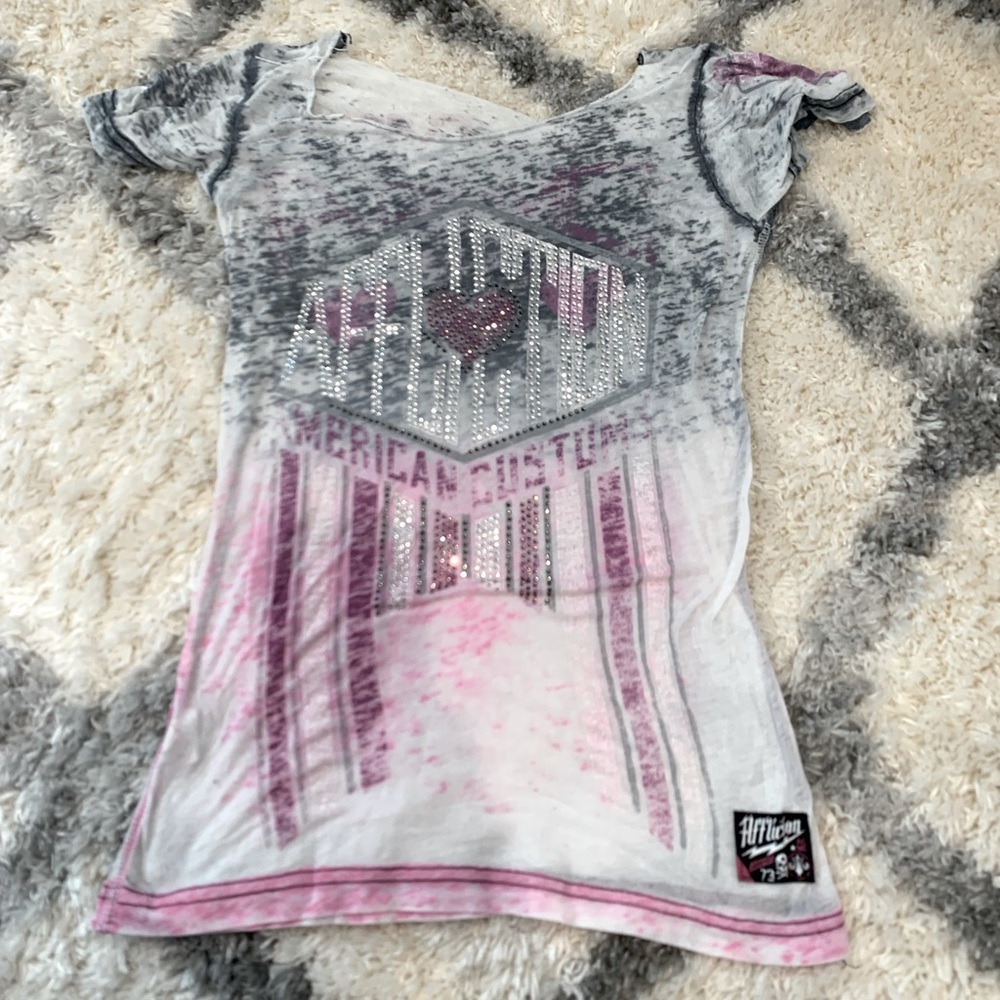 Affliction studded washed out T-shirt